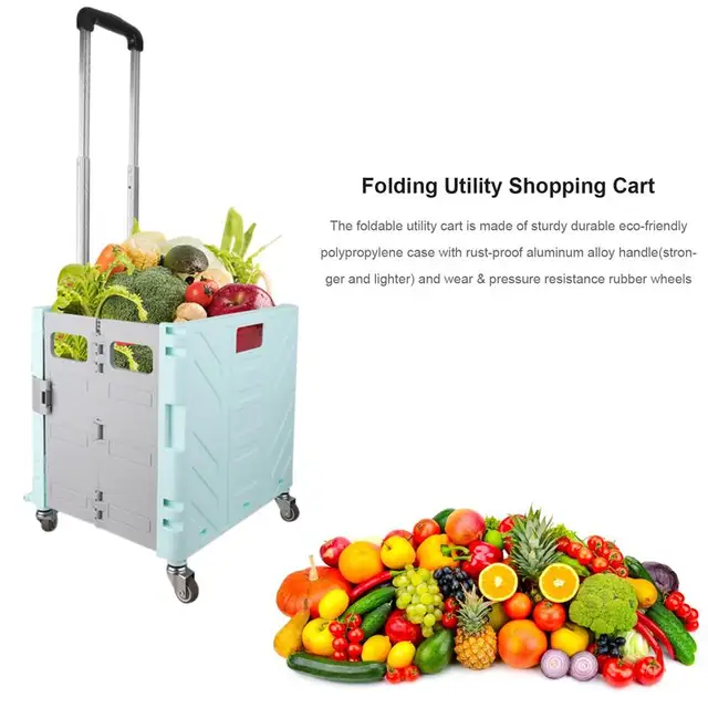 Gördülő Láda Kerekekkel Összecsukható Hordozható Közüzemi Bevásárlókosár Utazási Bevásárló Tároló Iroda Számára - Image 3