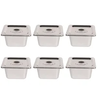 6 Pack Anti-Jam Slotted Hotel Pans with Lids, 1/6 Size 4 Inch Deep, Commercial 18/8 Stainless Steel Steam Table Food Pan 1