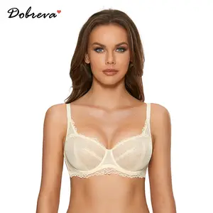 DOBREVA Women's Lace Bra Balconette Push Up Sexy Plus Size Unlined Sheer  Underwire Floral See Through Lingerie - AliExpress