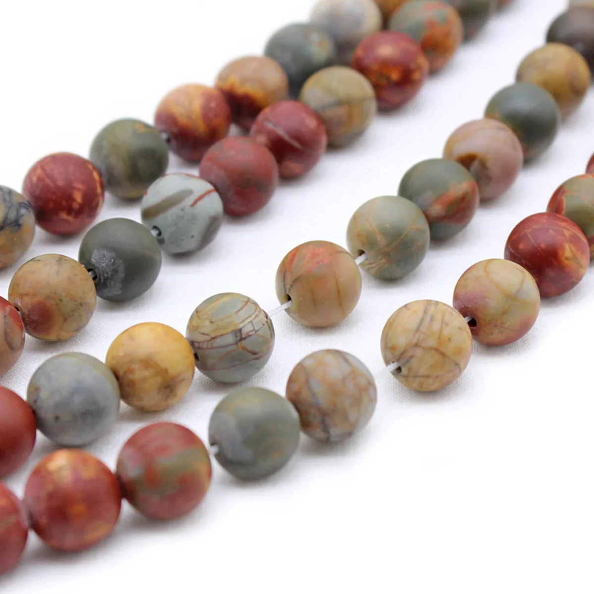 

6/8/10/12MM Round Natural Matte Frost Red Picasso Stone Loose Beads DIY Handmade Accessory Ear Necklace Women Jewelry making