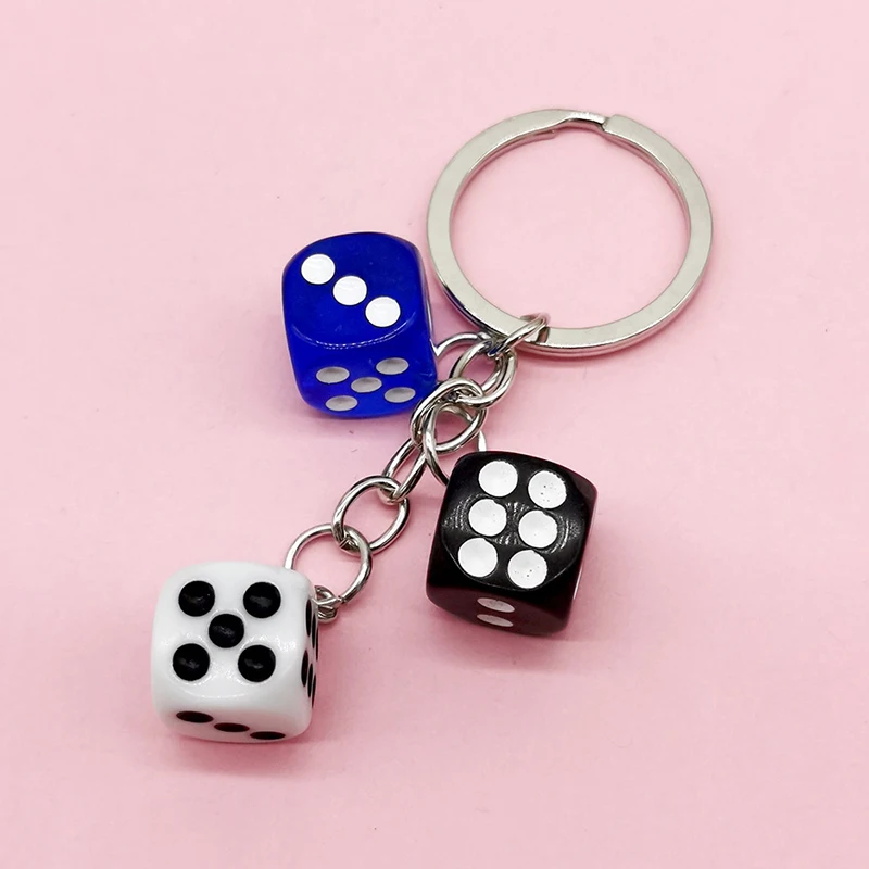Funny Dice Keychain For Women Men Creative Colorful Resin Dice Charm