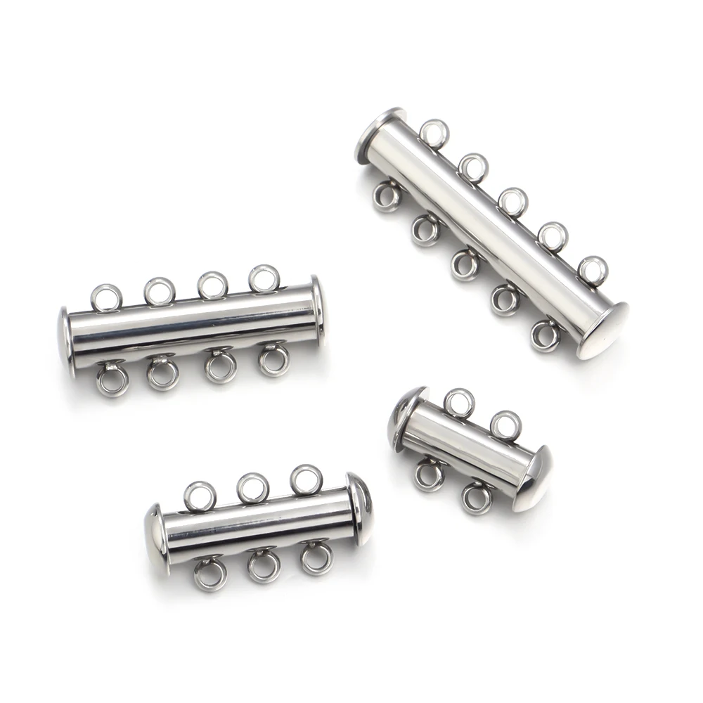 2/3/4/5 Reihen Edelstahl Magnetschnalle Schiebeschläuche Schloss für geschichtete Armbänder Halsketten Schnalle Haken Schmuckherstellung – Detail 10