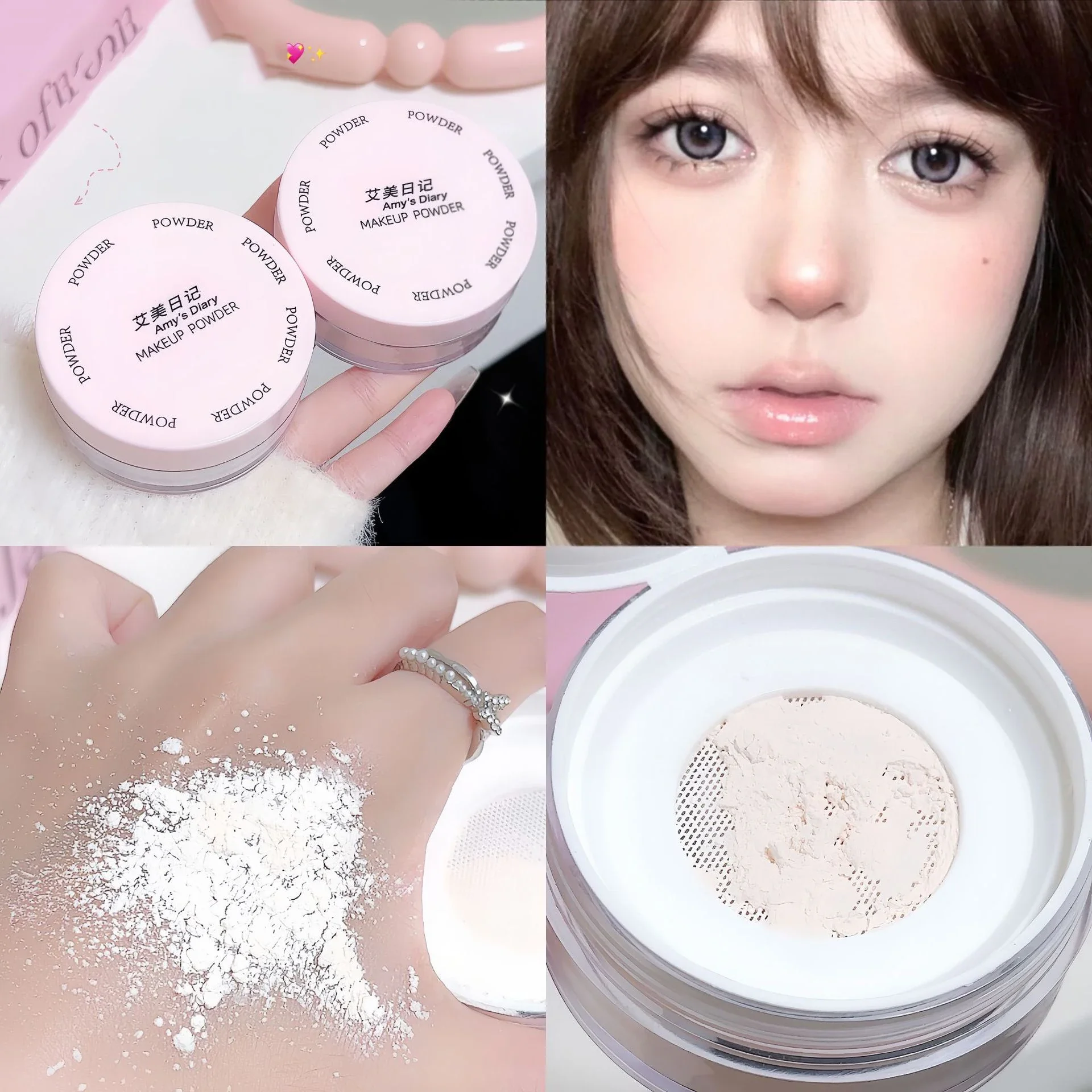 Loose powder setting powder face powder Face Loose Powder Velvety Matte Translucent Makeup Foundation Setting Powder Cosmetics Waterproof Oil-control Brighten Concealer