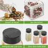 Glass Spice Jars with Labels,4oz Spices Containers Spice Jars with Black Shaker Lids,Empty Containers for Spice, Silicone Funnel 3