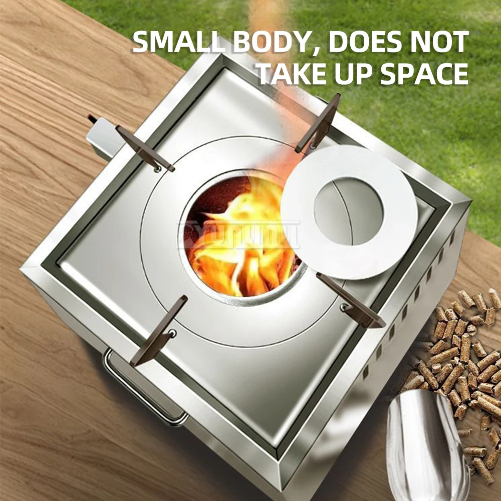 Outdoor Wooden Burning Stove Portable Stainless Steel Firewood Cooktop Travel Camping