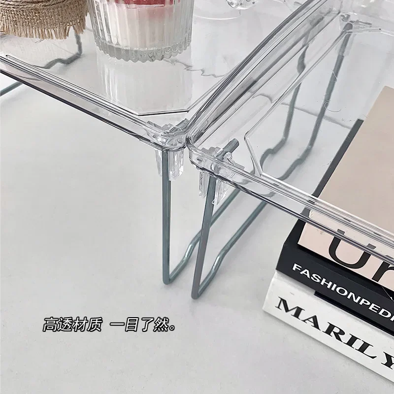 acrylic shelf Kitchen office desktop storage Multi-layer transparent dormitory good folding arrangement spice organizer