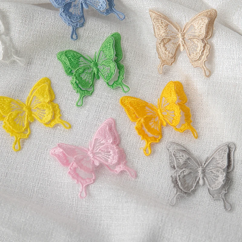 12 Pieces Double Layer Organza Butterfly Lace Trim - DIY Sewing Appliques For Wedding Dresses & Crafts