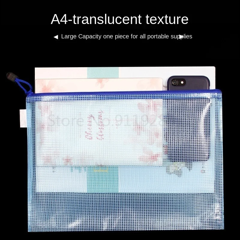 메쉬 지퍼 파우치 문서 가방, 방수 지퍼 파일 폴더, 학교 사무용품, 필통 보관 가방, A4, a5, a6, 10 개