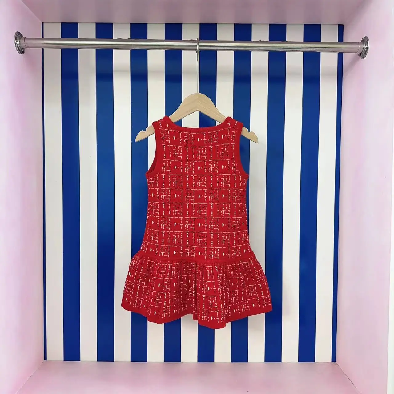 Cute Girls Dress Summer Kids Short sleeve Knitted Dress Vacation Outing Princess Birthday Party Skirt Children Clothes