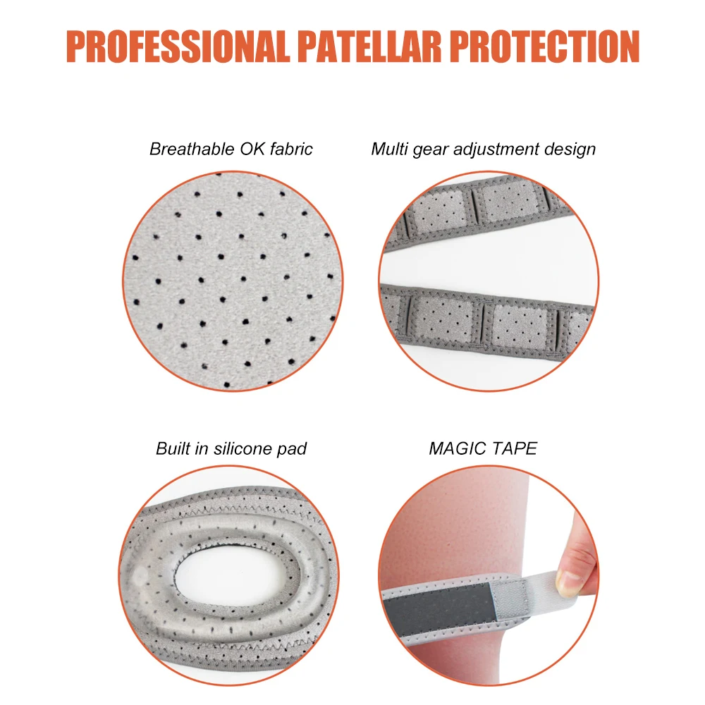 1Pcs Patella Knee Brace Adjustable Neoprene Stabilizer for Meniscus Tear Tendonitis MCL ACL Tendon Support Strap for Running knee support knee brace knee wraps