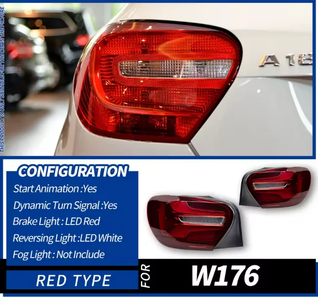 Tail Lamp for Benz W176 A45 LED Tail Light 2013-2018 A180 A200 Rear Fog Brake Turn Signal Automotive Accessories