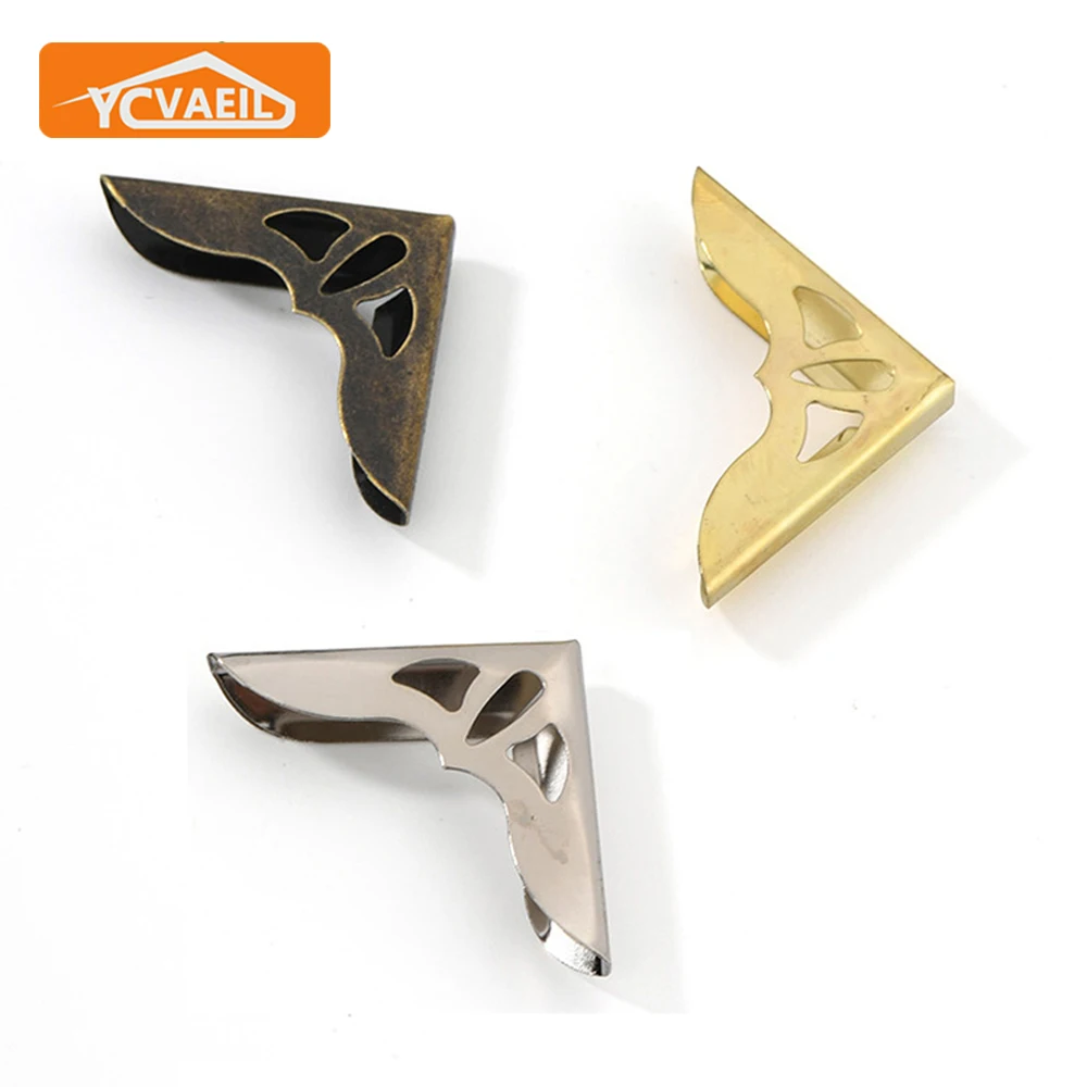 8pcs Antique Corner Brackets Metal Box Wooden Notebook Albums Four Sides Corner Guard Protectors Decorative Hardware