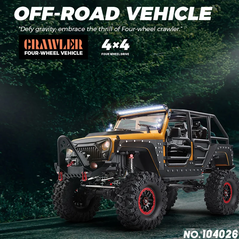 Wltoys 104026 Remote Control Car 1:10 Electric Four-Wheel Drive Climbing Car Suspended Off-Road Toy Led Lights Racing Toy 3