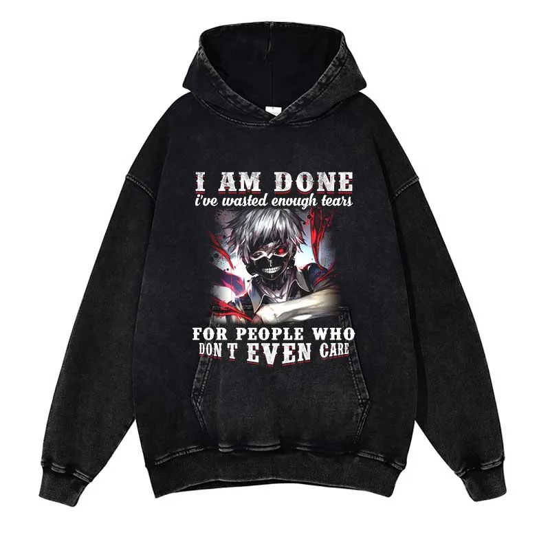 

Tokyo Ghoul Graphic Printed Pullover Cartoon Hoodie Streetwear Men Washed Harajuku Cotton Sweatshirt Vintage Men Hip Hop Hoodie