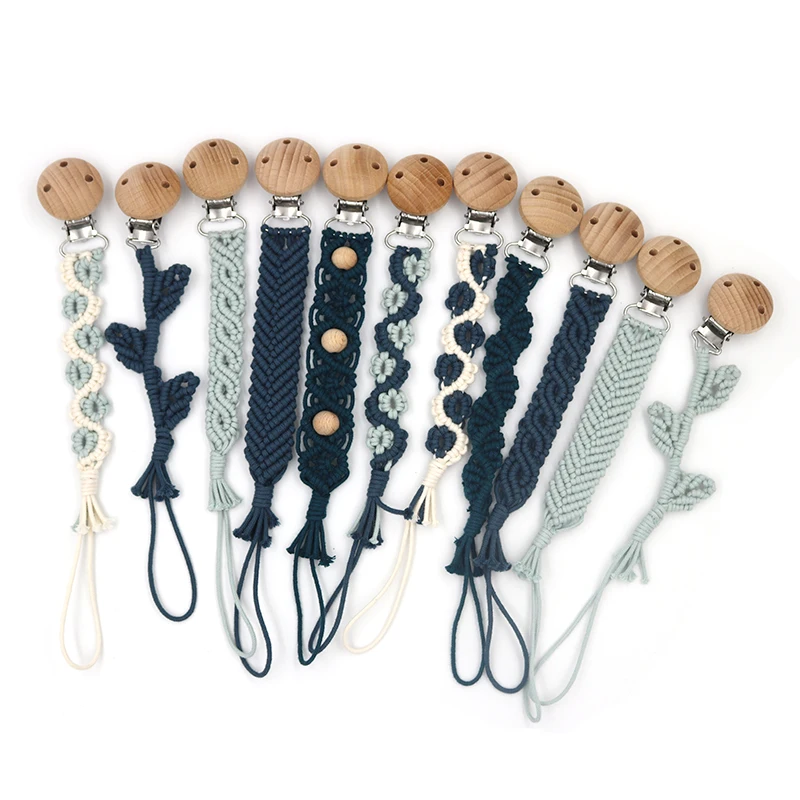 New Arrival Macrame Baby Hemp Pacifier Chain Handmade Cotton Dummy Holder