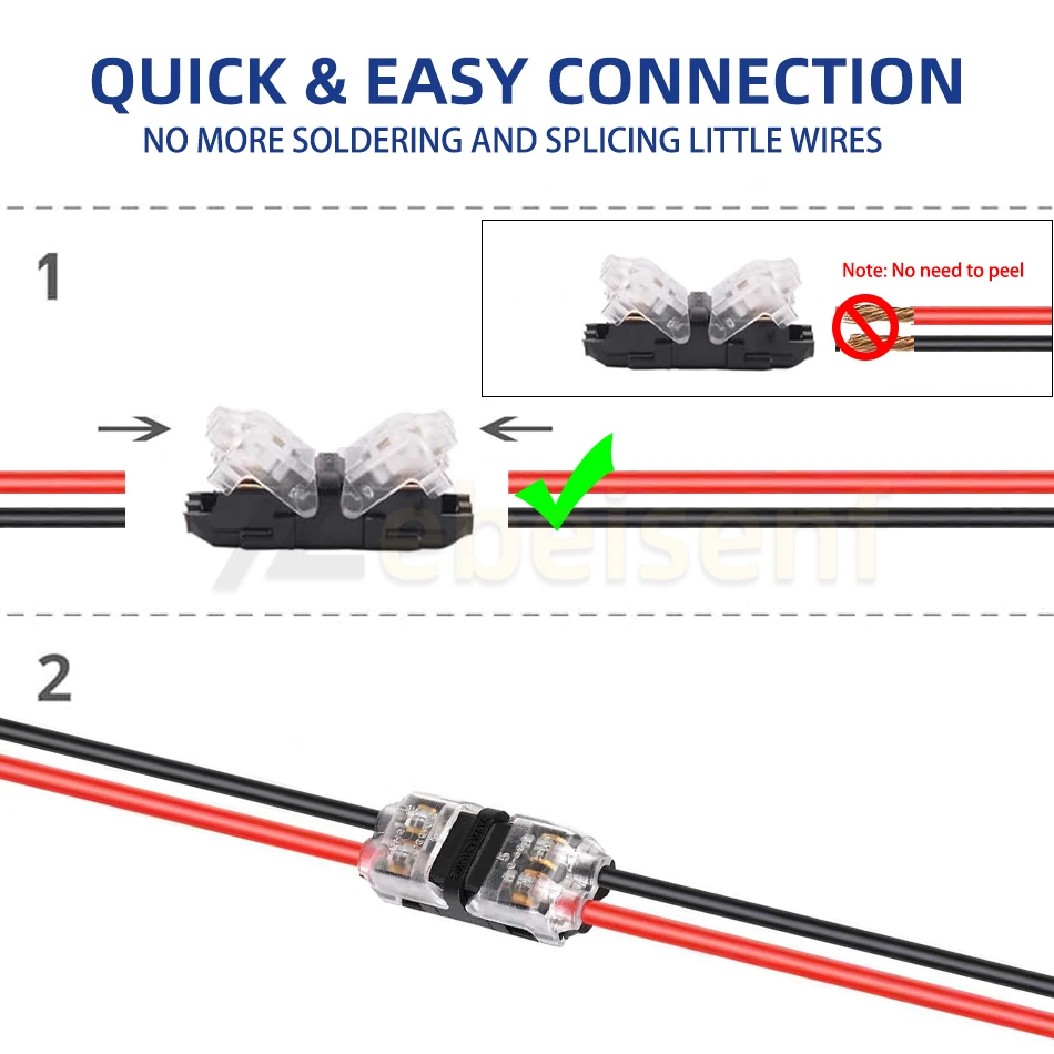 Sporgo Lot De 40 Connecteurs De Câble De Voiture à 2 Broches - Connecteur De Câble 18-24 AWG - Connecteur De Câble étanche - Connecteur De Câble à épissure Rapide