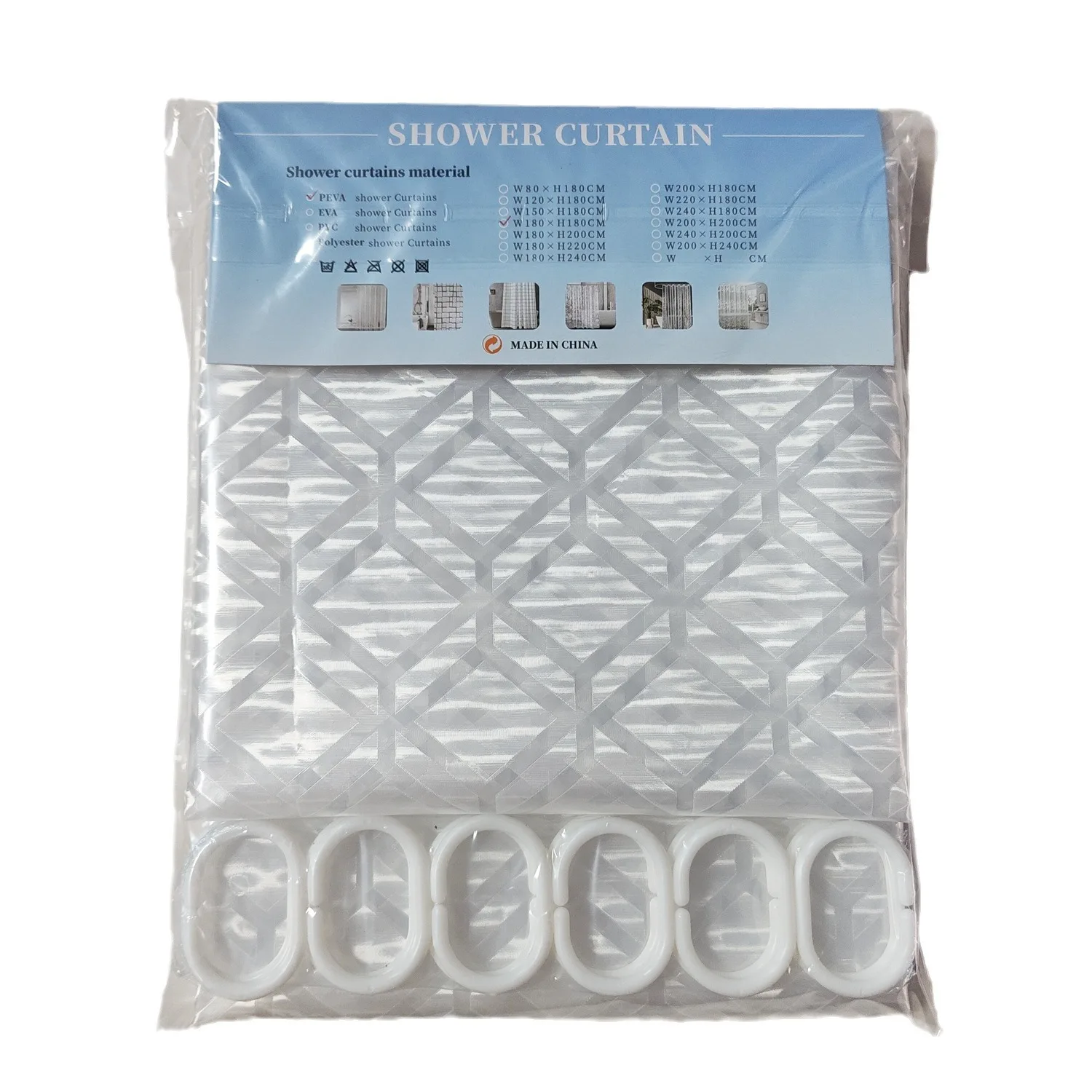Bathroom Shower Curtain 180X200 Waterproof Mildew-proof