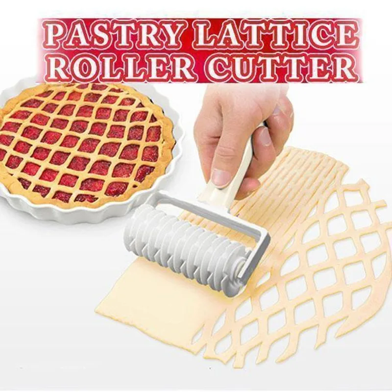 Plastic Pastry Pizza Lattice Roller Cutter Baking Tool Pull Net Wheel Knife for Dough Cookie Pie Kitchen Gadgets Baking Tools