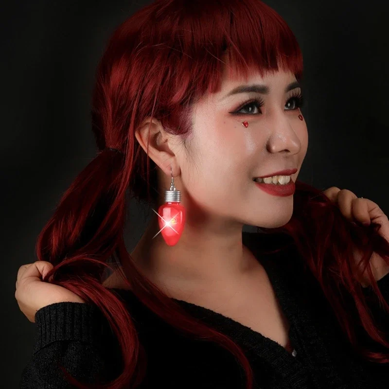 ANGELADY Glow in the Dark Dangle Earrings Christmas Tree Pendant Jewelry Party Novelty LED Light Up Flashing Earrings 4