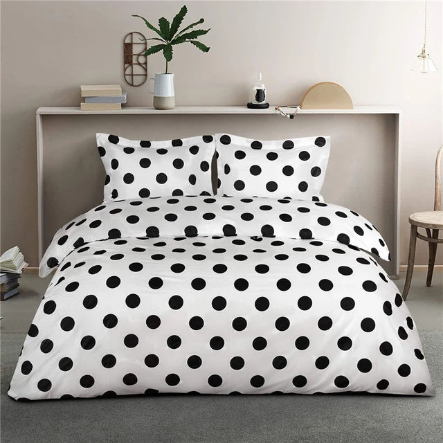 Vintage Black White Polka dot Pattern Print Duvet Cover Bedding Set