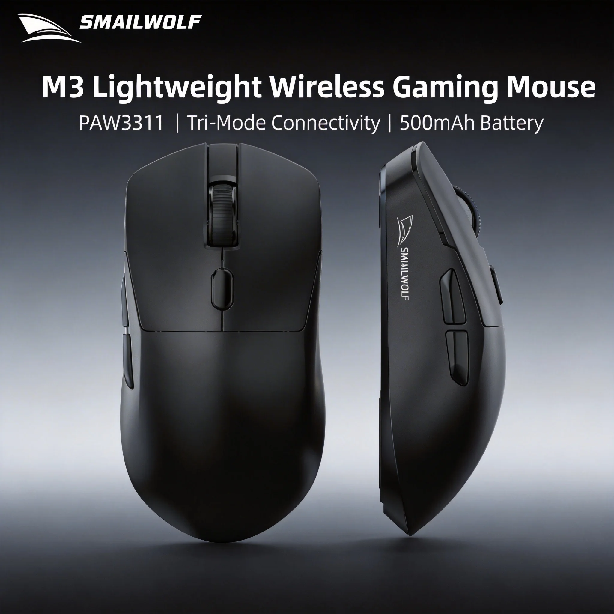 스마일울프 M3 PRO 무선 블루투스 3모드 마우스 e스포츠 게이밍 노트북 데스크탑 PAW3311 유선 가정용 경량 FPS