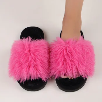 Pantofole di peluche da donna nuove autunno inverno Infradito coreane soffici e leggere Scarpe da soggiorno con dita aperte per la casa Scivoli sexy di moda 1