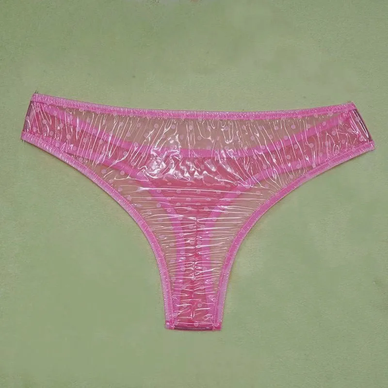 PolkaDotTransparentPVCPlasticFilmSoftThongLowWaistGStrings