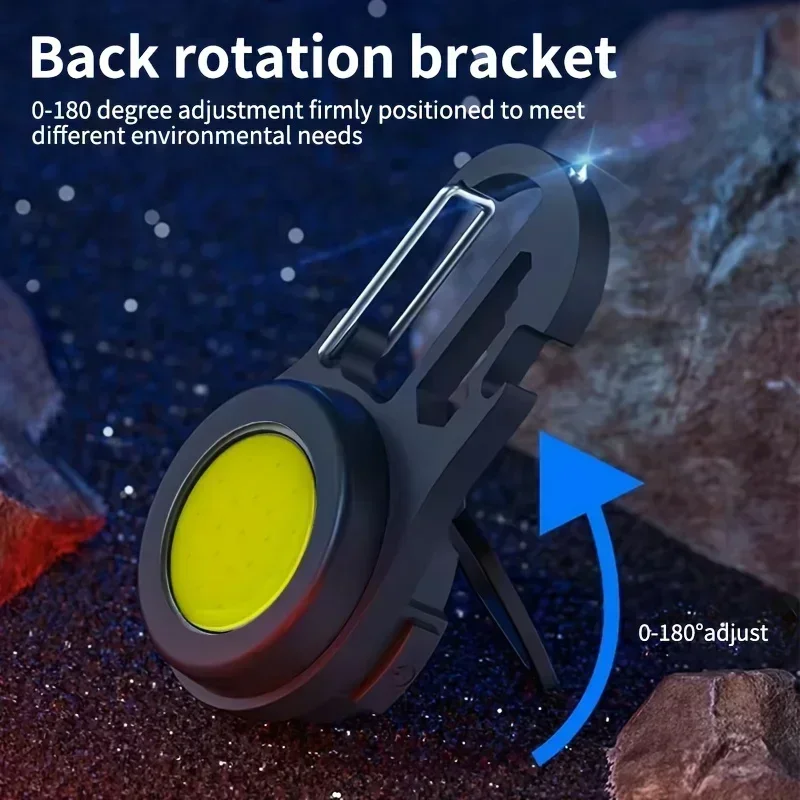 XIWANGFIRE BL-W861 COB LED Flashlight Keychain USB Rechargeable Portable Work Light Outdoor Camping Torch with Strong Magnet
