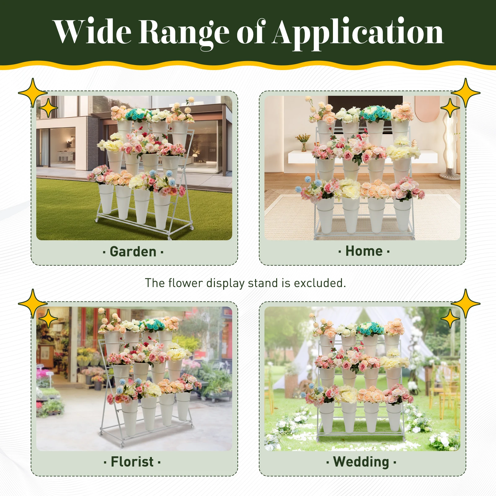 3 Layers Metal Plant Stand with Wheels,Modern Plant Shelf with Flower Bucket,Indoor Outdoor Flower Display Stand Rack
