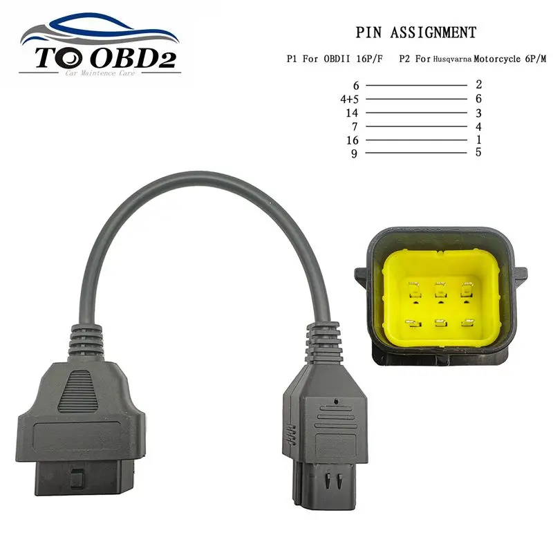 OBD2 Adapter Connector for Husqvarna OBD Motorcycle Diagnostic Cable Motorbike 6Pin To 16Pin