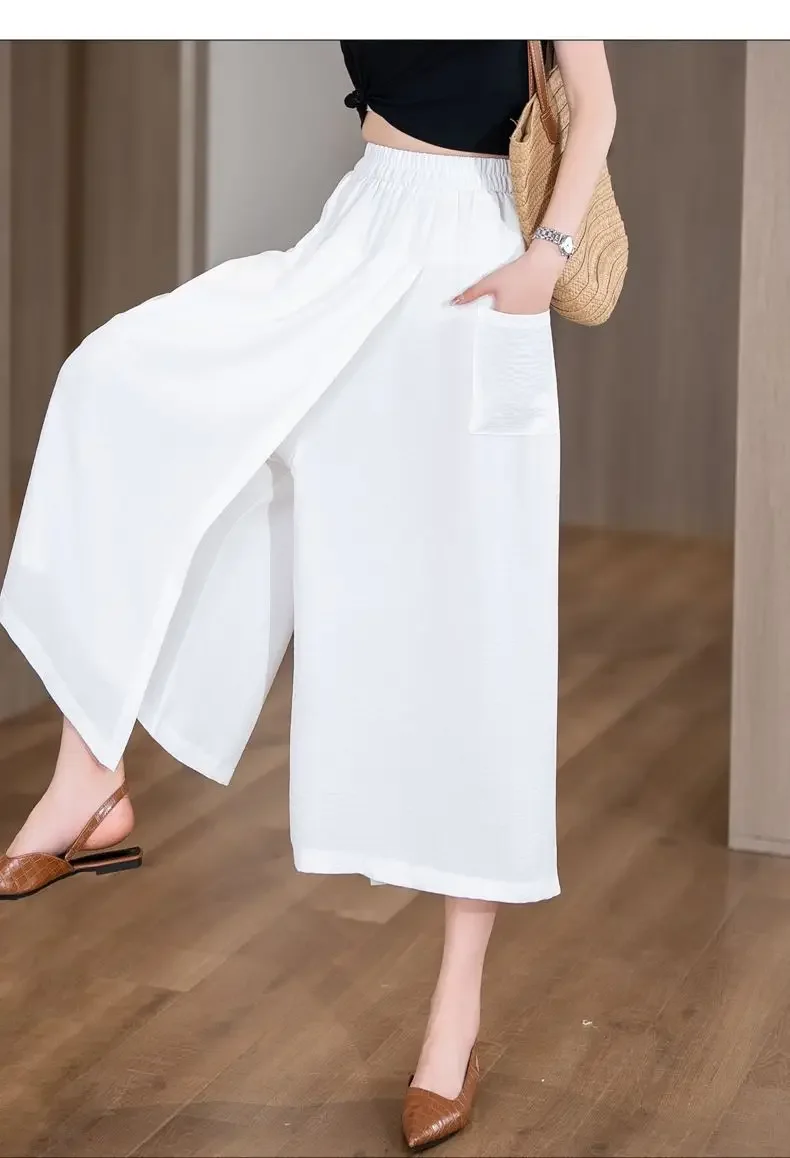 2026 High-Waist Wide-Leg-Hose Sommer Dünn Locker Lässige Culottes Damen Bequeme Modische Lange Hose – Detail 11