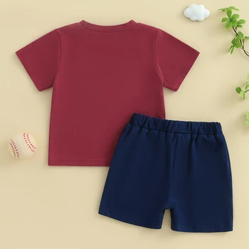Boys Casual Summer Outfits Striped Print Short Sleeve T-Shirts and Drawstring Waist Shorts 2-Piece Clothing Set for Toddlers 5