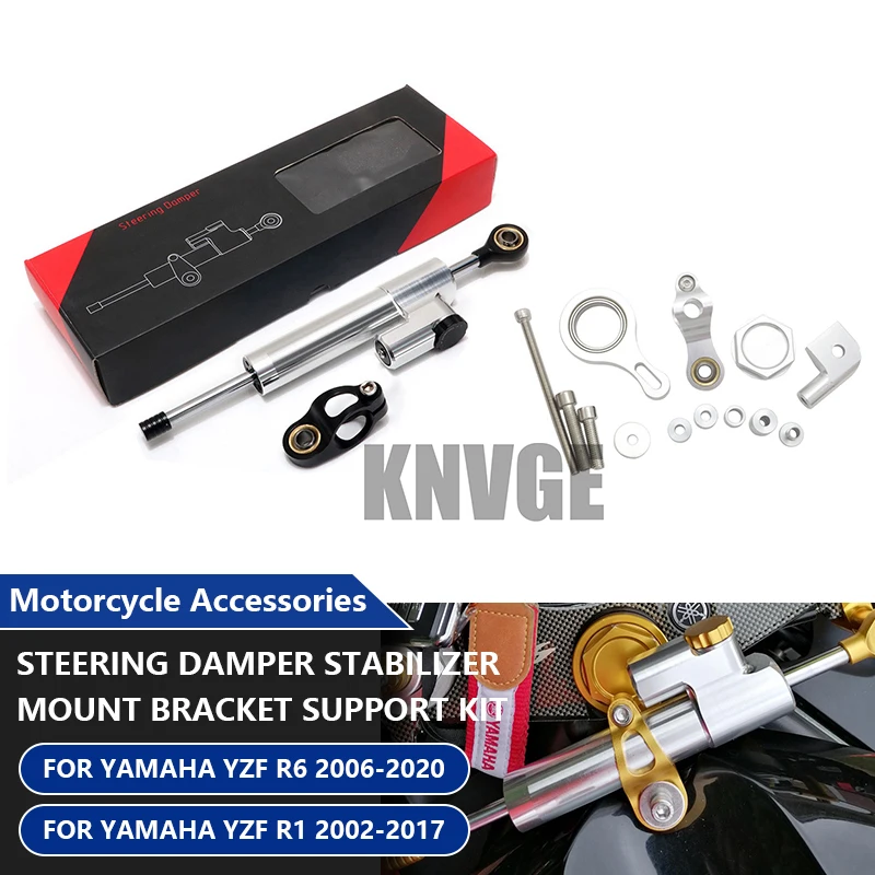 

For YAMAHA YZF R1 02-17 YZF R6 06-20 Motorcycle Steering Damper Stabilizer Directional Dampers Mount Bracket Support Kit