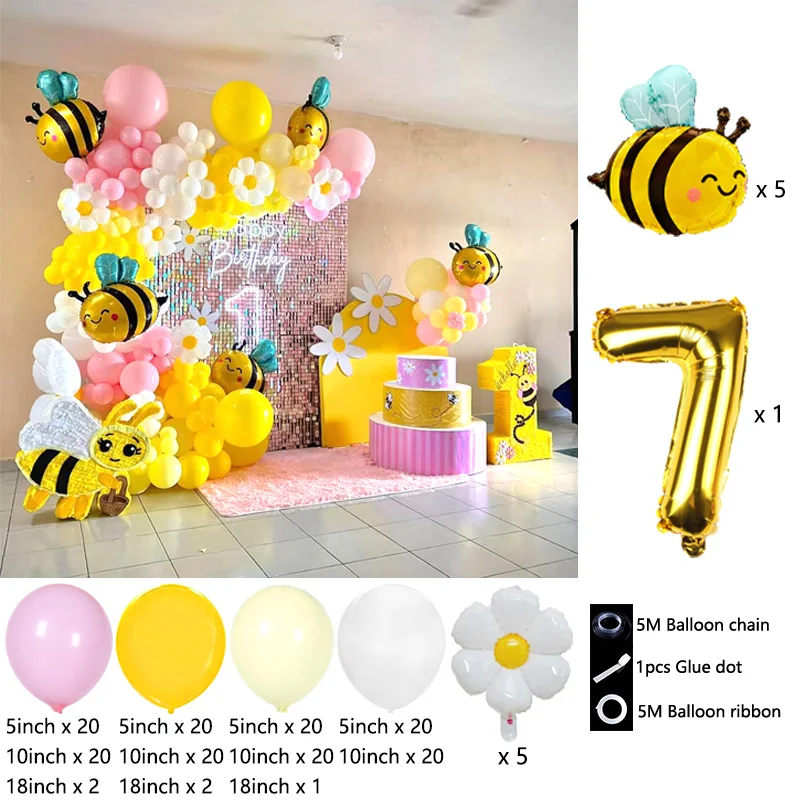 Cartoon Kleine Biene und Freunde Folienballons Bogen-Girlanden-Set Latexballons Zahlenballons Geburtstag Babyparty Geschenke – Detail 7