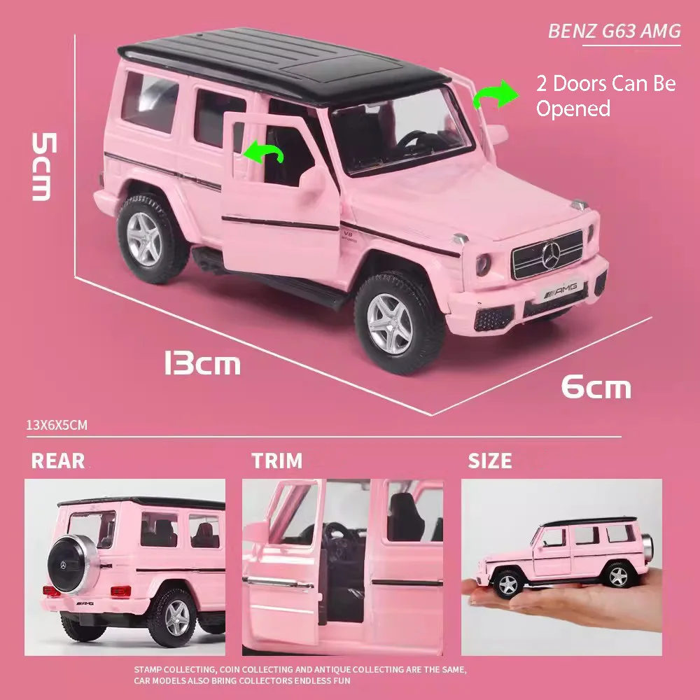 Deluxe Pink Die-Cast Toy Car with Opening Doors and Pull-Back Action