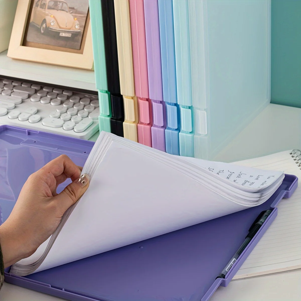 A4 File Storage Box, Transparent Plastic File Box, Large Capacity Student Desk Sundries Classification Storage, Multifunctional