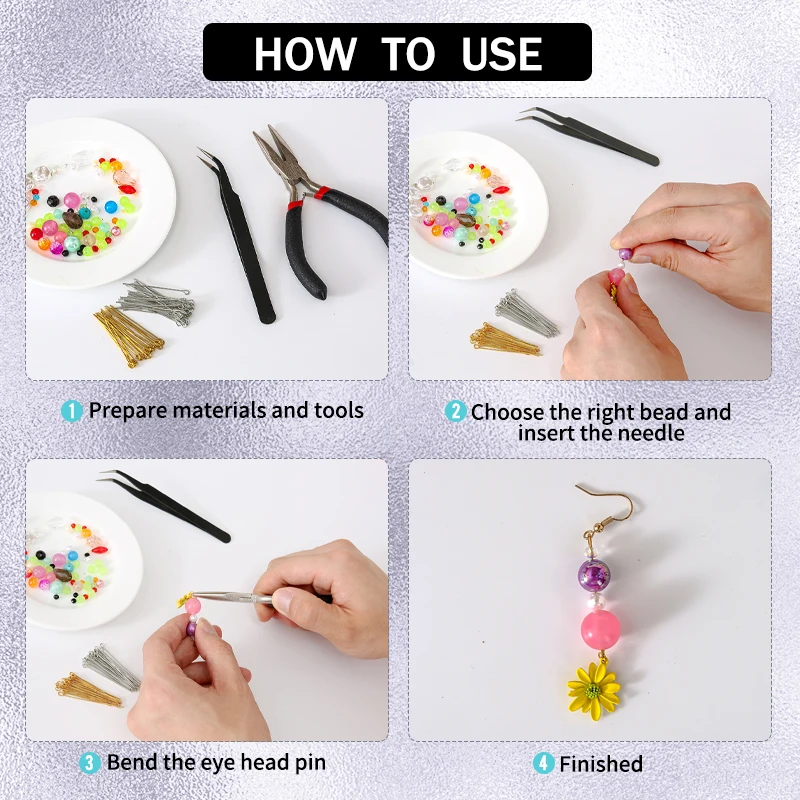 100-200Pcs/lot Zinc alloy Eye Head Pins Eyepins Needles Beads for