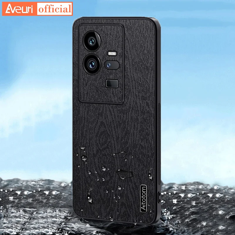 Per Vivo Iqoo 7 8 9 Pro 9 Se Custodia Coque Luxury Pu Leather Cover Per Vivo Iqoo 10 11 Pro 5G Back Wood Pattern Custodia In Silicone Per Telefono