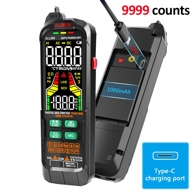 Profesional Digitális smare multimeter 9999 counts T-RMS Váltóáram Egyenáram curren feszültség detektor Kapacitás Korában automat Jelentőség multimeter