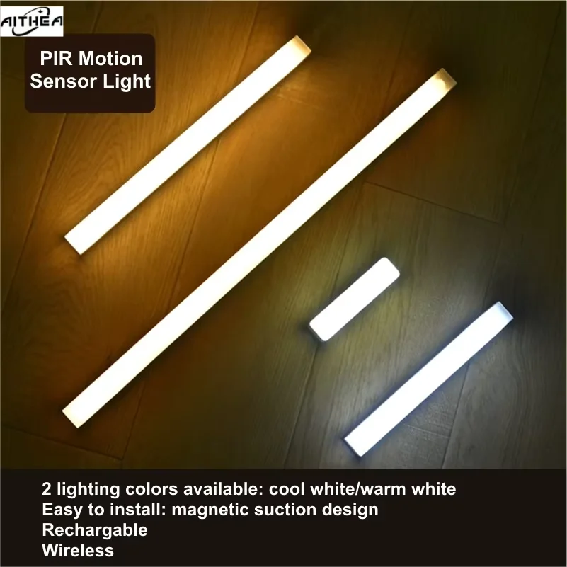 Rechargeable Motion Sensor LED Bar Lights - Dimmable Night Lamp for Cabinets and Kitchens