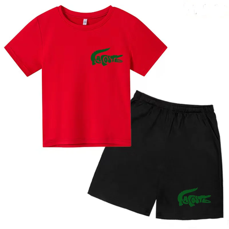 Summer Kids Tracksuit T-shirt + Shorts Handsome Creative Print for Boys and Girls Preschool 3-13 Skin Friendly and Comfortable