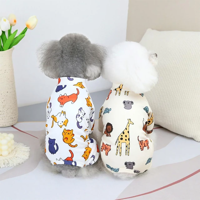 Pijama doce Kawaii para animais de estimação, desenho animado, macacão  listrado, roupas para cães pequenos, gatinho e cachorro, camisa fofa,  primavera e outono - AliExpress