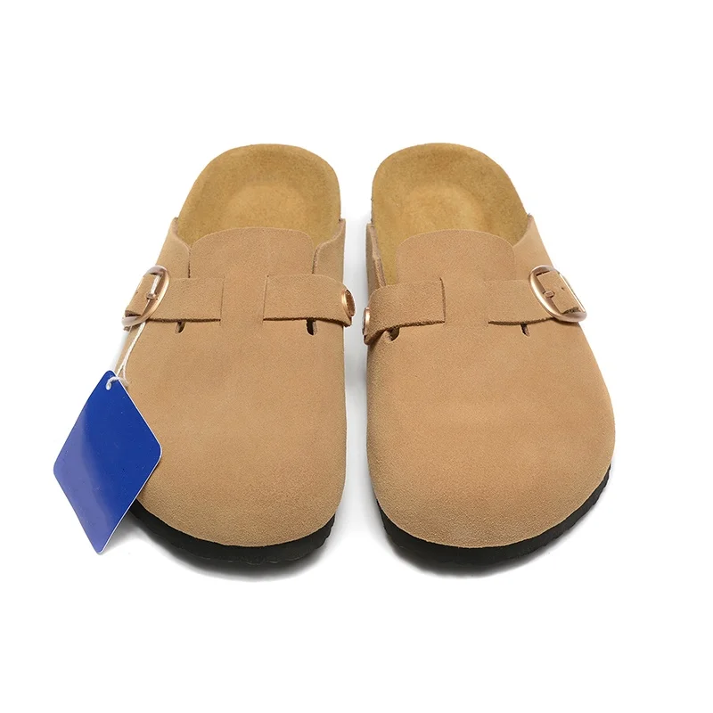 Luxury designer brand Boston cowhide sandals men spring/fall suede slippers toe wrap slip-on big bucket women shoes with shoebox 3