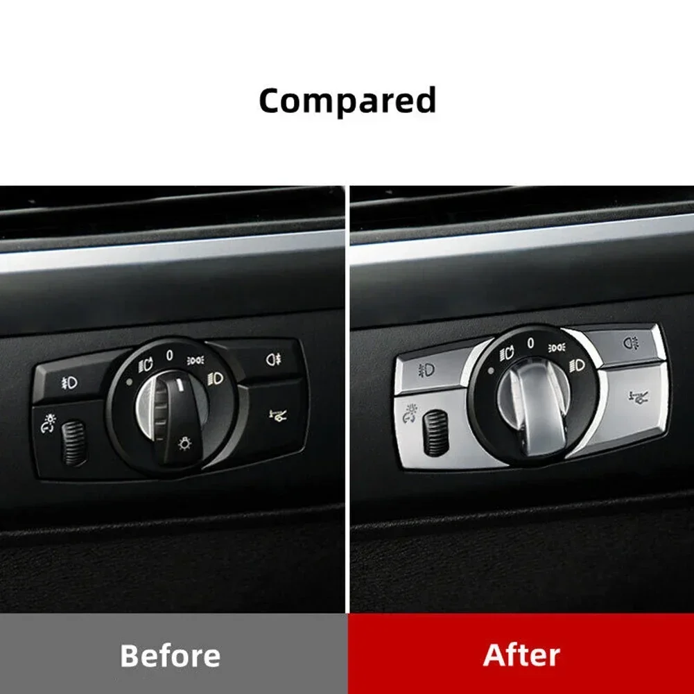 자동차 헤드라이트 스위치 단추 손잡이 커버 트림 스티커, BMW E70 X6 E71 자동차 인테리어 스티커 액세서리, 5 개