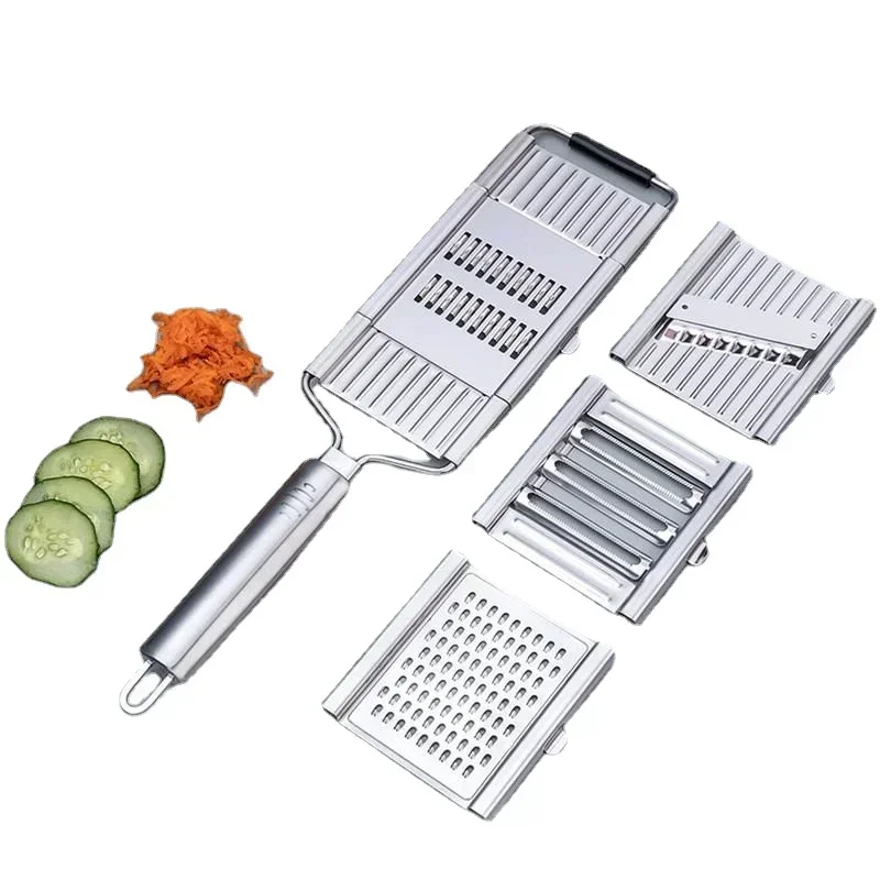 수동 야채 슬라이서 세트, 스테인레스 스틸 슈레더 커터, 다목적 야채 슬라이서 컷, 과일 당근 감자 강판, 4 in 1 