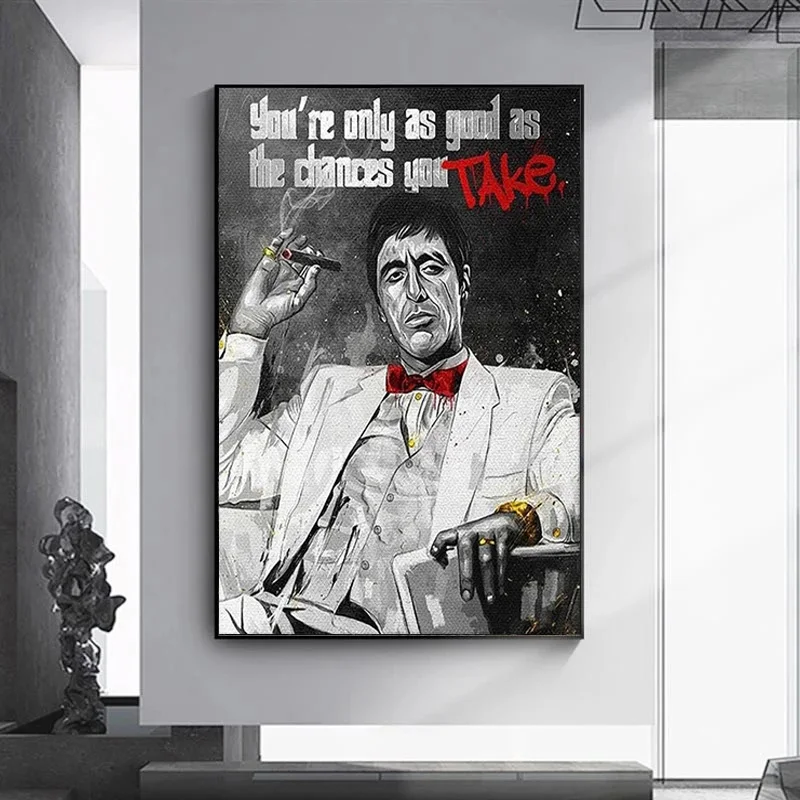 Scarface Tony Montana Poster E Stampe Retro Art Canvas Painting The Lure Of Money Wall Art Picture Decorazione Della Casa