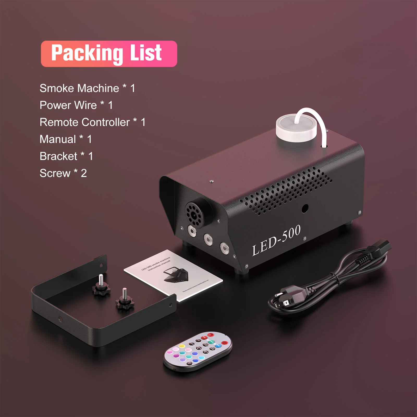 U'King 500W Smoke Machine RGB 3 LED Mixed Color Fog Machine with Remote Control for DJ Halloween Christmas