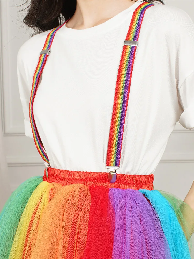 MisShow Women Rainbow Tutu Short Skirt 5 Layers Soft Tulle Pettiskirt Girls Christmas Halloween Cosplay Costumes Mesh Skirts 4