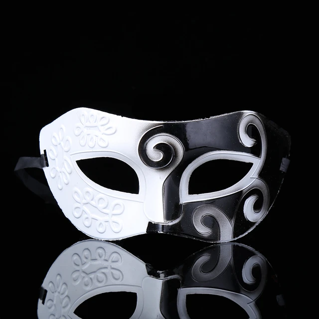 Hele tiden Investere Gå igennem Men's Half Face Eye Mask Black And White Gentleman Jazz Fighter Performance  Ball Venetian Mask Engraved - Party Masks - AliExpress