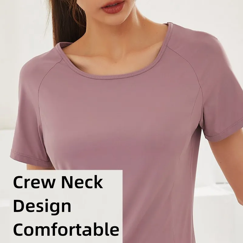 Women Athletic Workout Quick Dry T-Shirts Mesh Back Breathable Shirt Gym Top Workout Tank Tops Fitness Jogging Yoga Short Sleeve